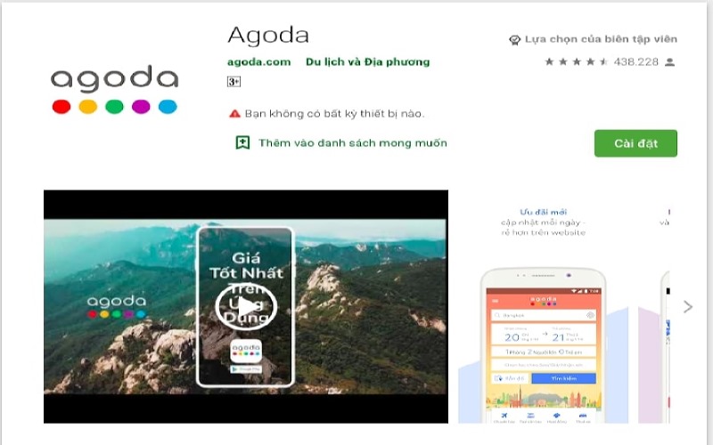 Agoda - Ứng dụng đặt vé thu hút lượng người dùng đông đảo